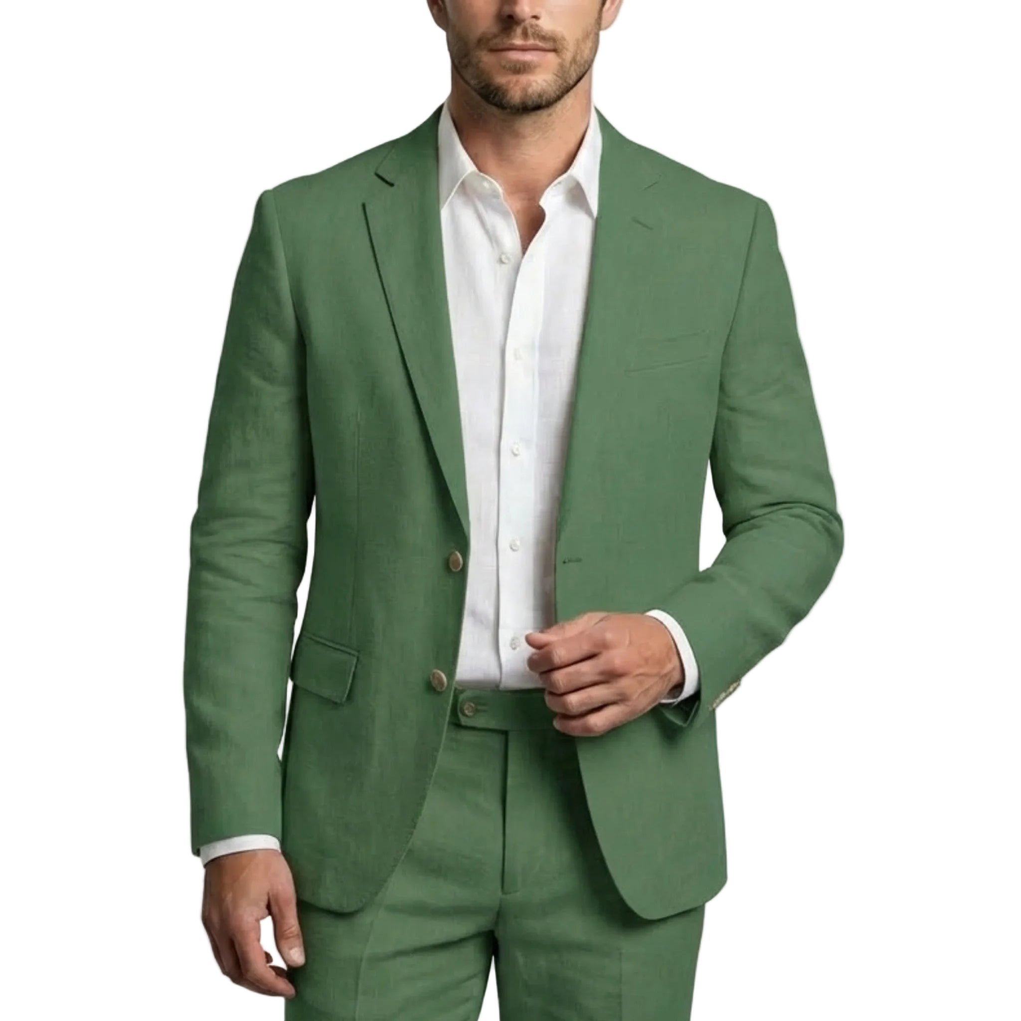 Men’s Tailored Single Breasted Suit Set – Linen Look