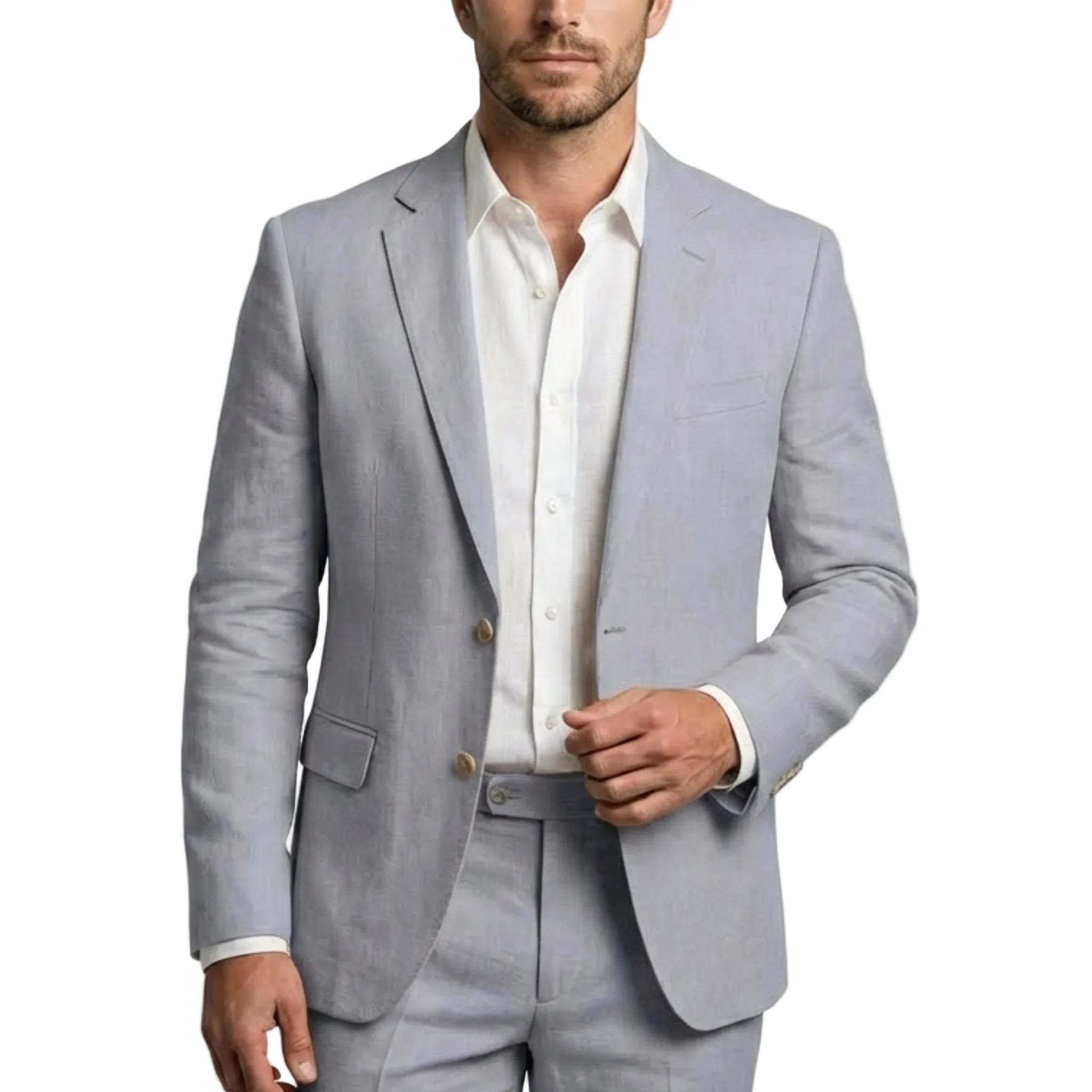 Men’s Tailored Single Breasted Suit Set – Linen Look