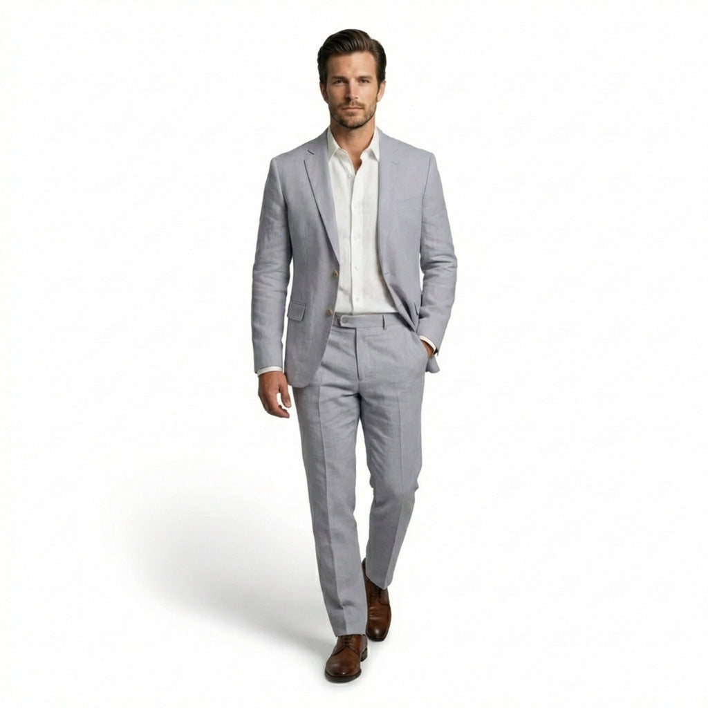 Men’s Tailored Single Breasted Suit Set – Linen Look