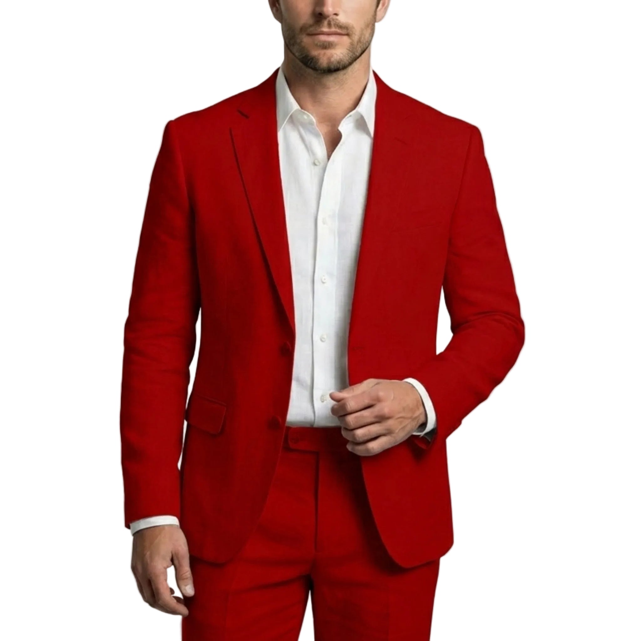 Men’s Tailored Single Breasted Suit Set – Linen Look