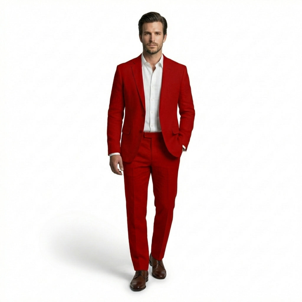 Men’s Tailored Single Breasted Suit Set – Linen Look