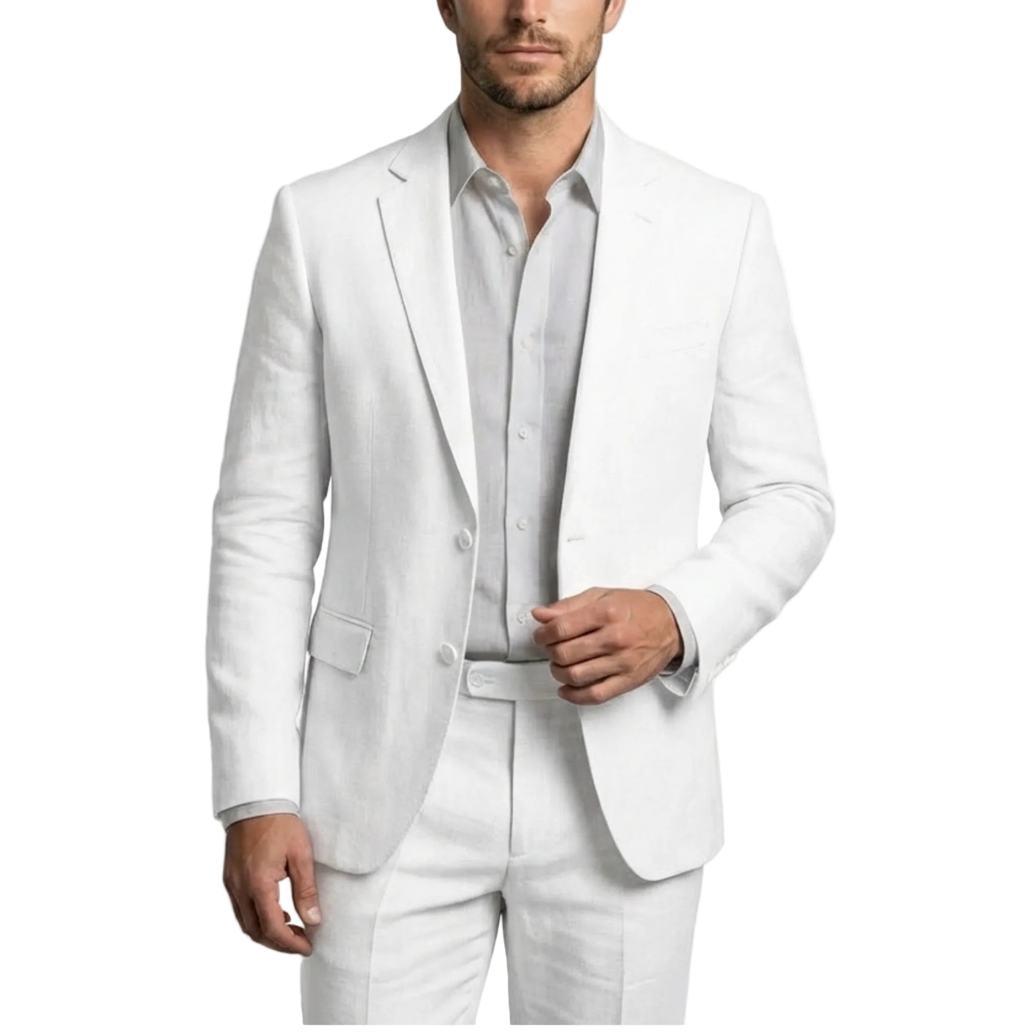 Men’s Tailored Single Breasted Suit Set – Linen Look