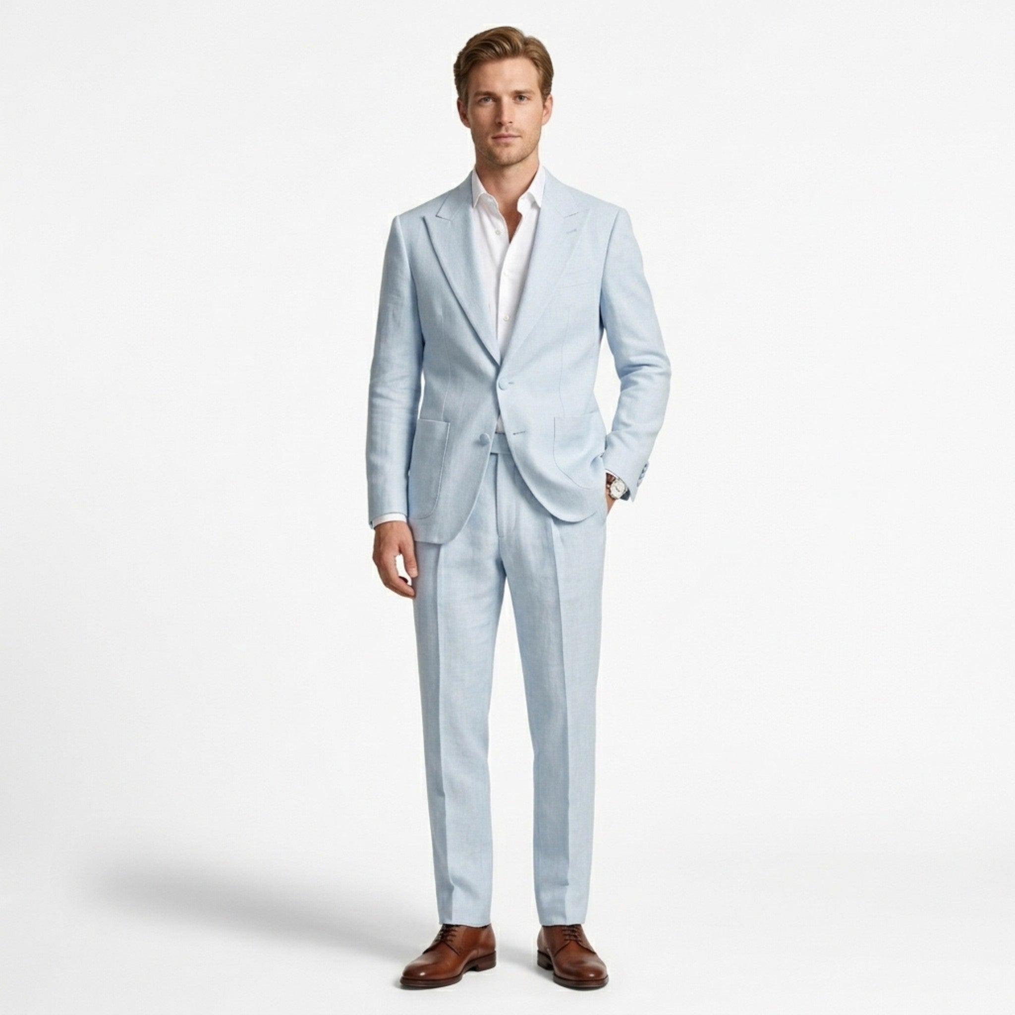 Men’s Two-Piece Suit Set – Peak Lapel Design