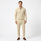 Men’s Waffle Texture Zip Collar Top and Jogger Trousers Set