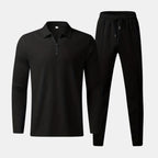 Men’s Waffle Texture Zip Collar Top and Jogger Trousers Set