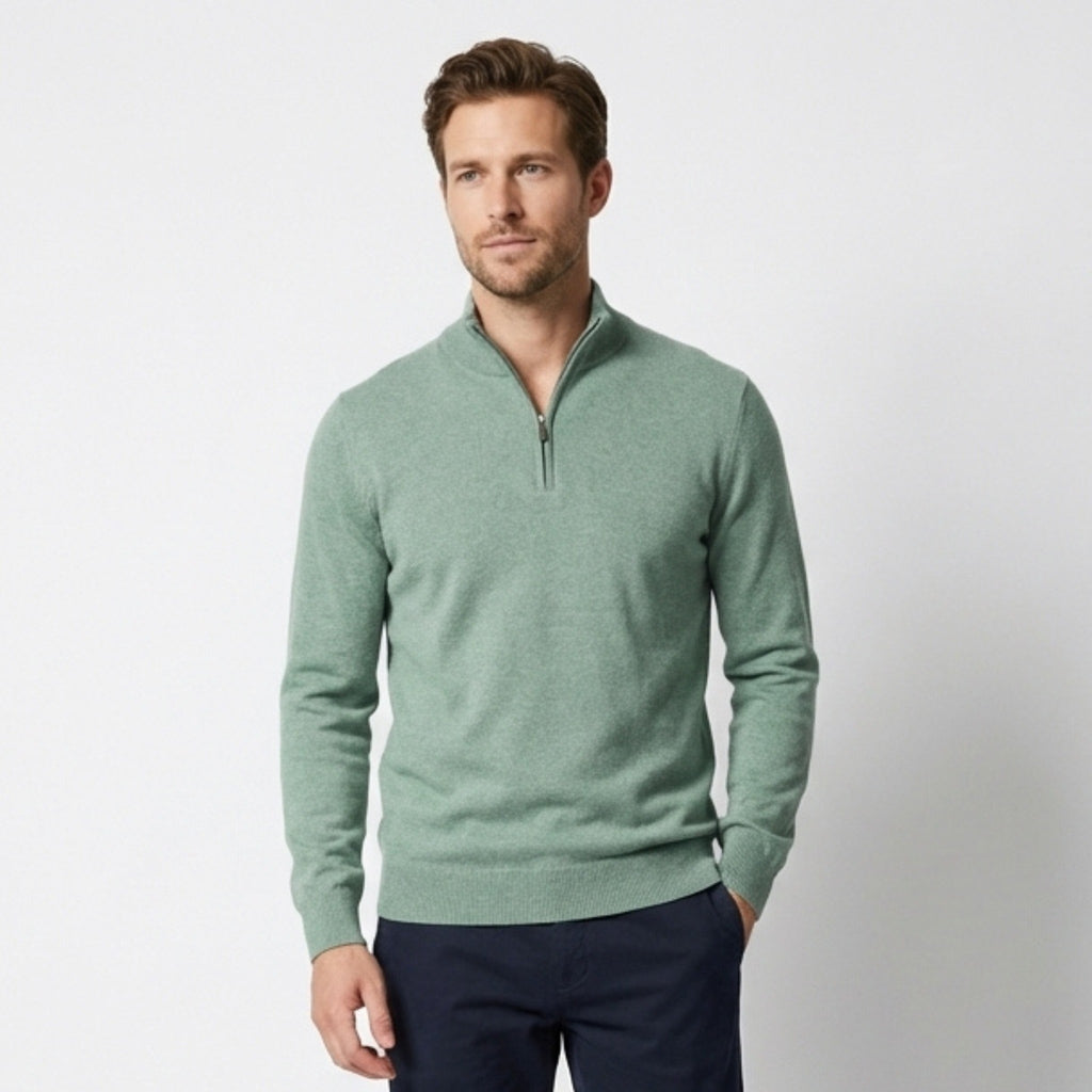 Men’s Zip Neck Sweater – Long Sleeve Slim Fit Pullover