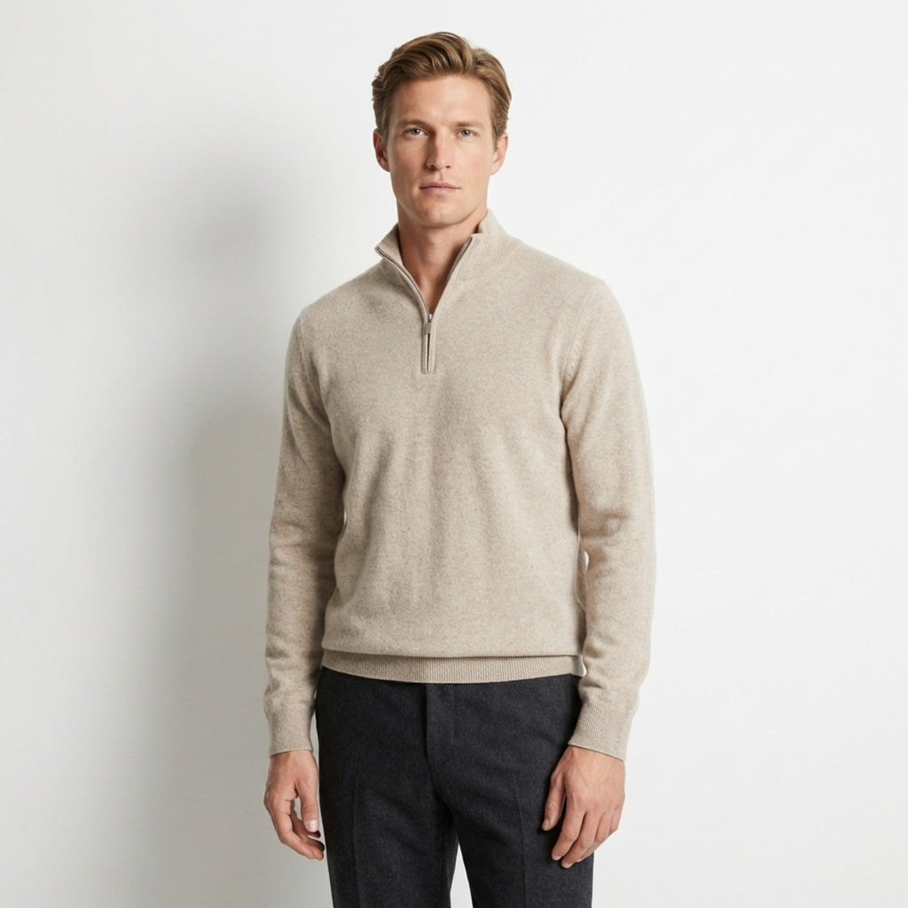 Men’s Zip Neck Sweater – Long Sleeve Slim Fit Pullover