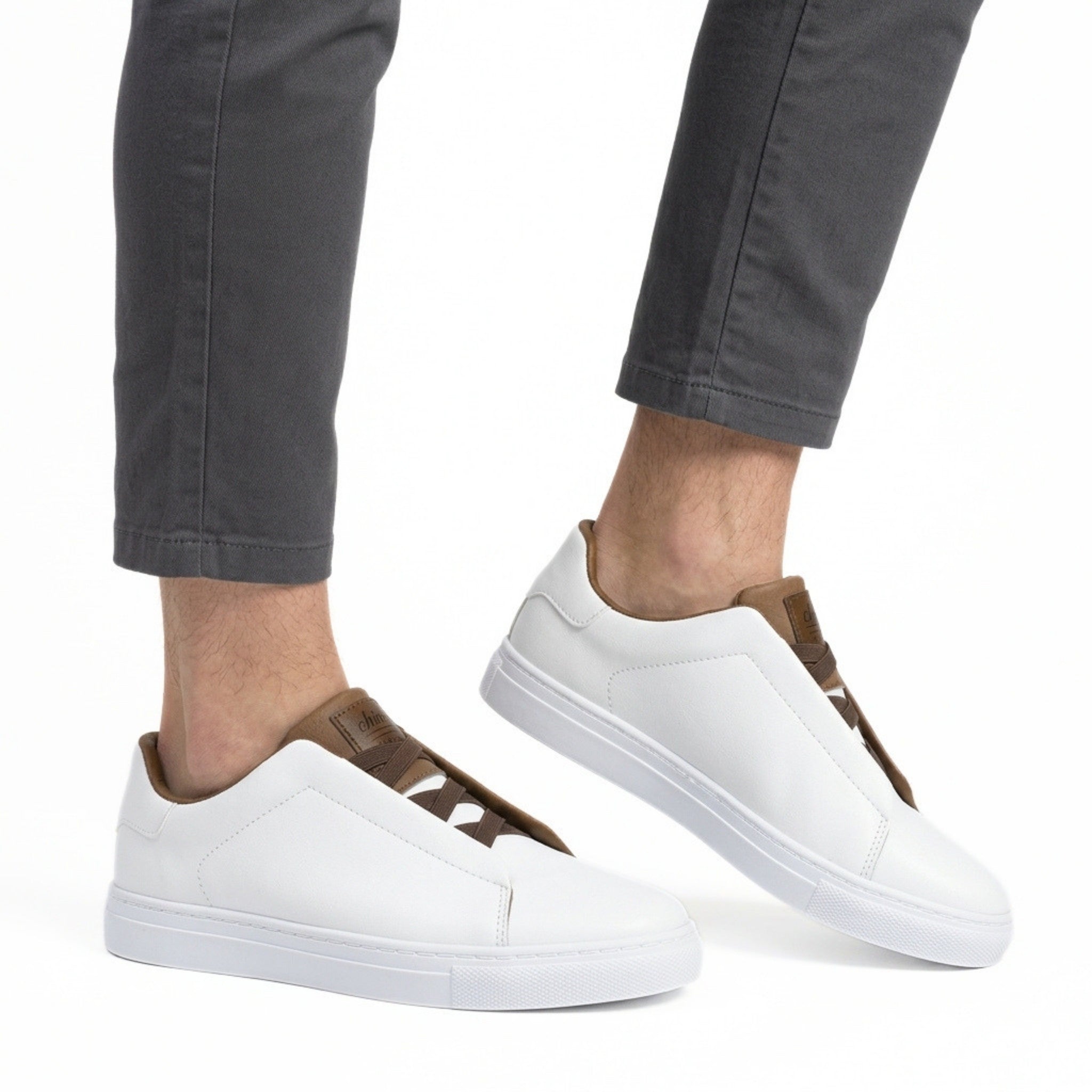 Men's Premium Leather Look Slip-On Sneakers