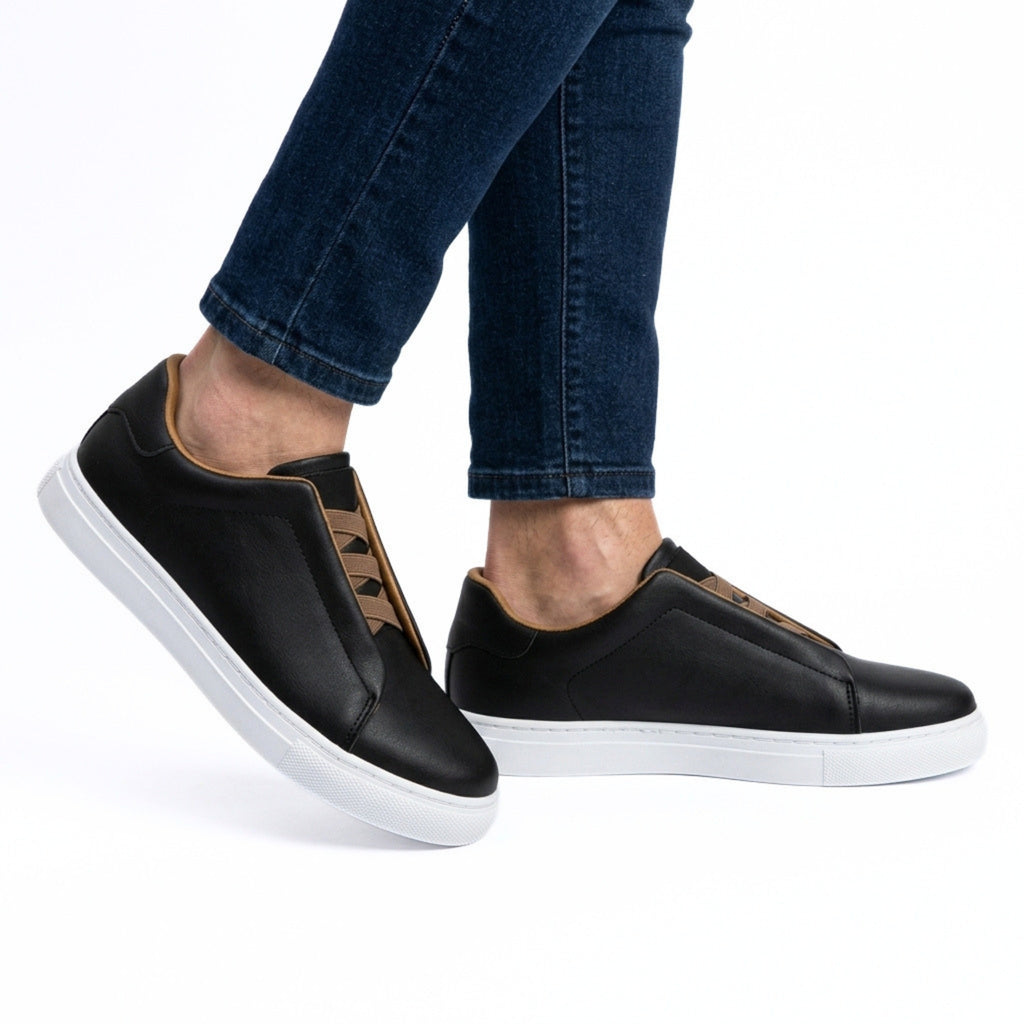 Men's Premium Leather Look Slip-On Sneakers