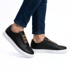 Men's Premium Leather Look Slip-On Sneakers