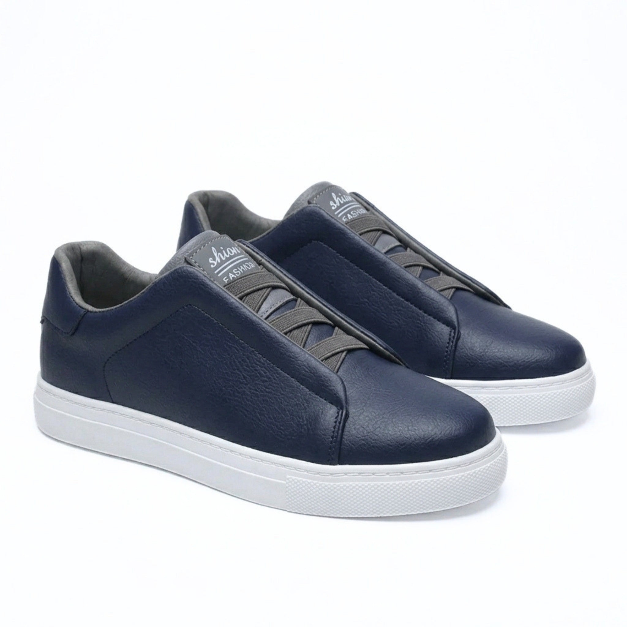 Men's Premium Leather Look Slip-On Sneakers