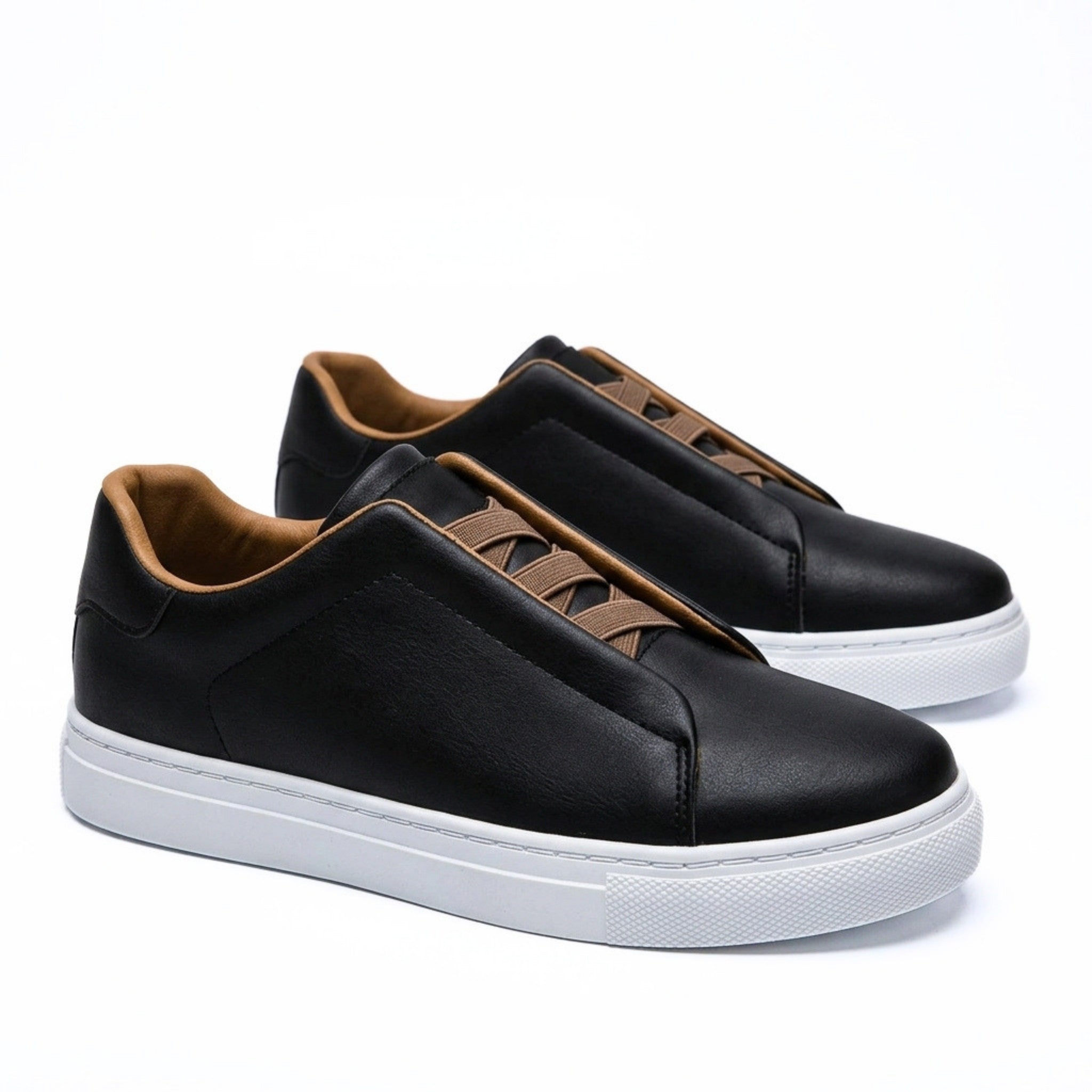 Men's Premium Leather Look Slip-On Sneakers