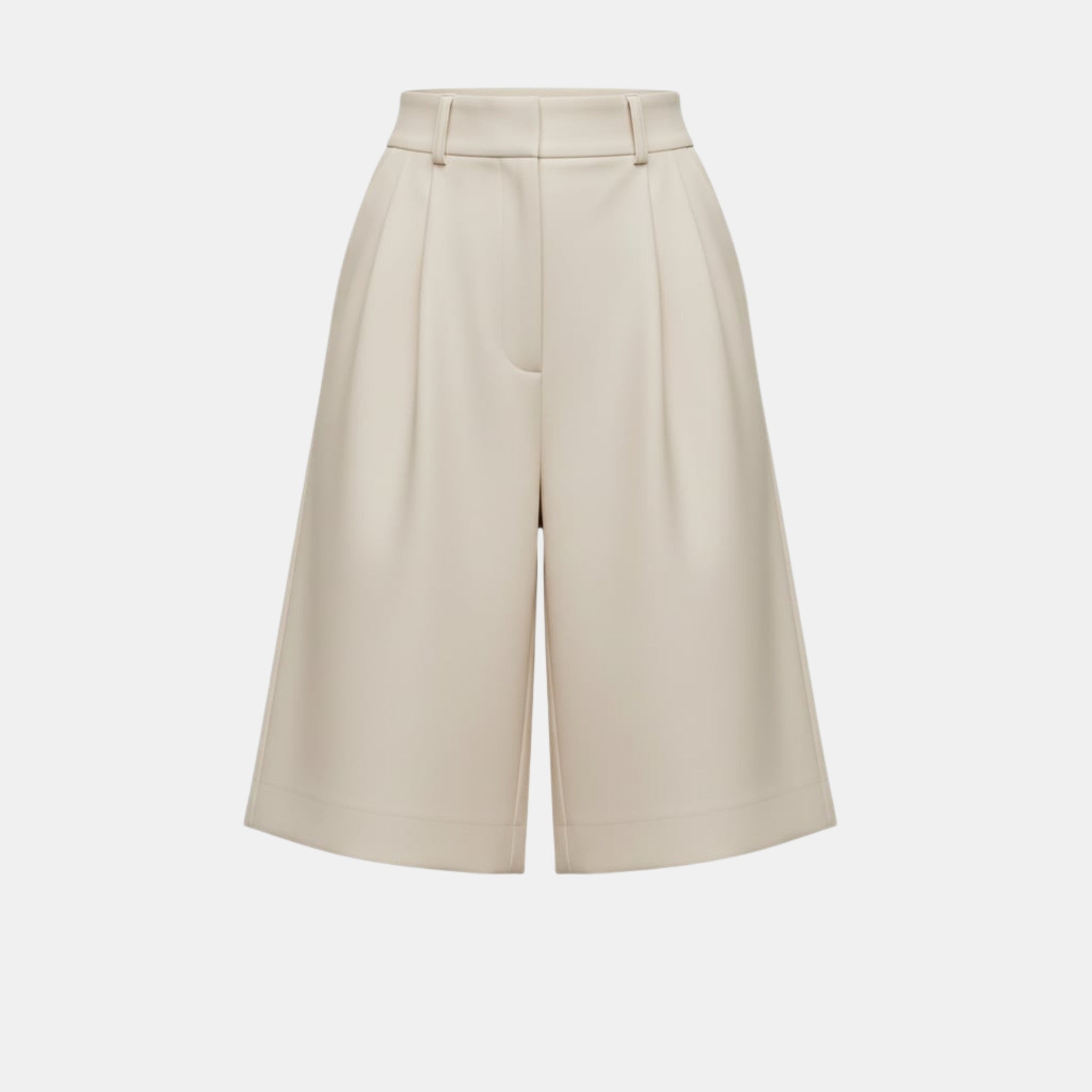 Women’s Belted Wide-Leg Shorts – High Waist Solid Color Design