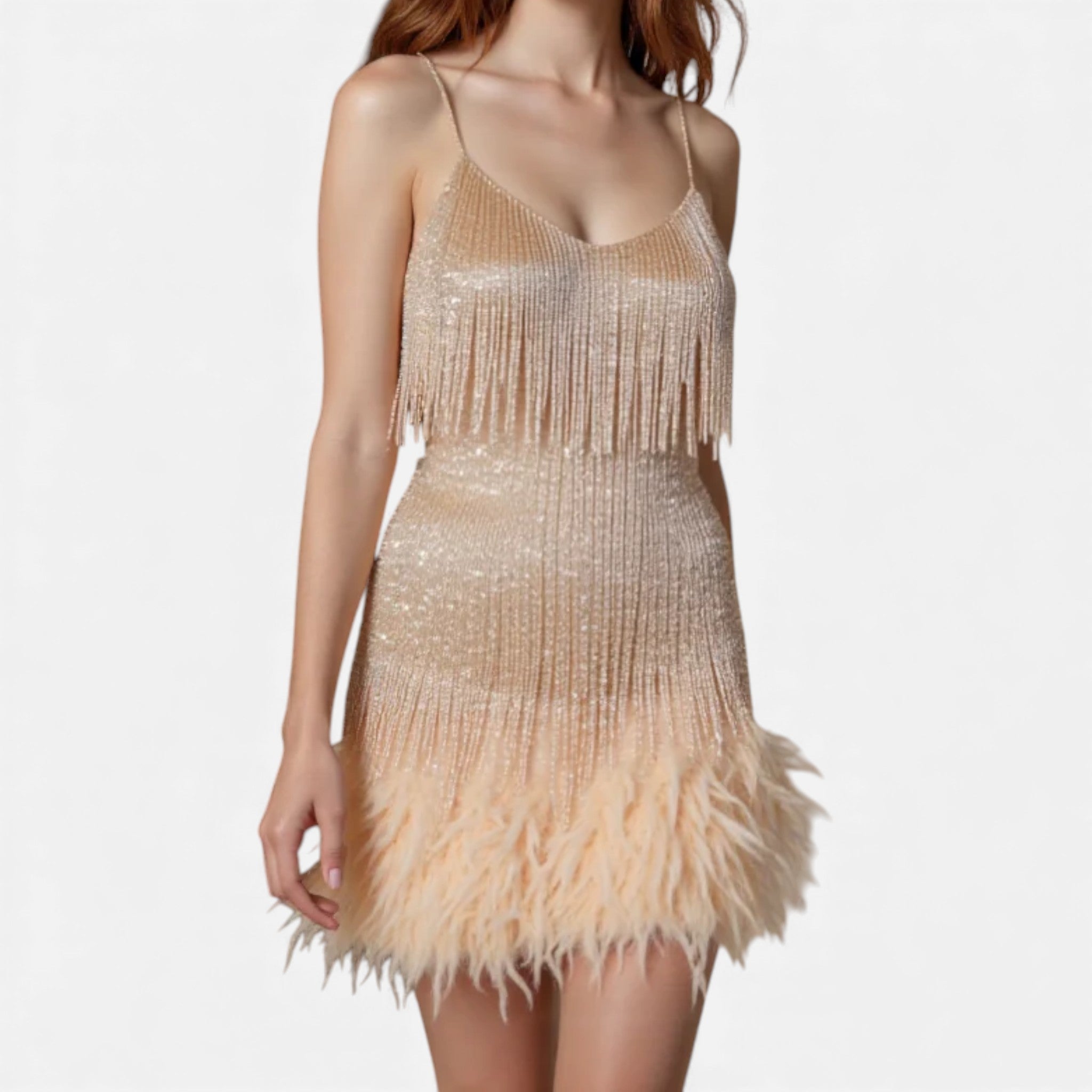 Aveline the Label | Women’s Elegant Feather Cocktail Dress