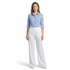 Women’s Button Front Blouse – Collared Roll Tab Sleeve