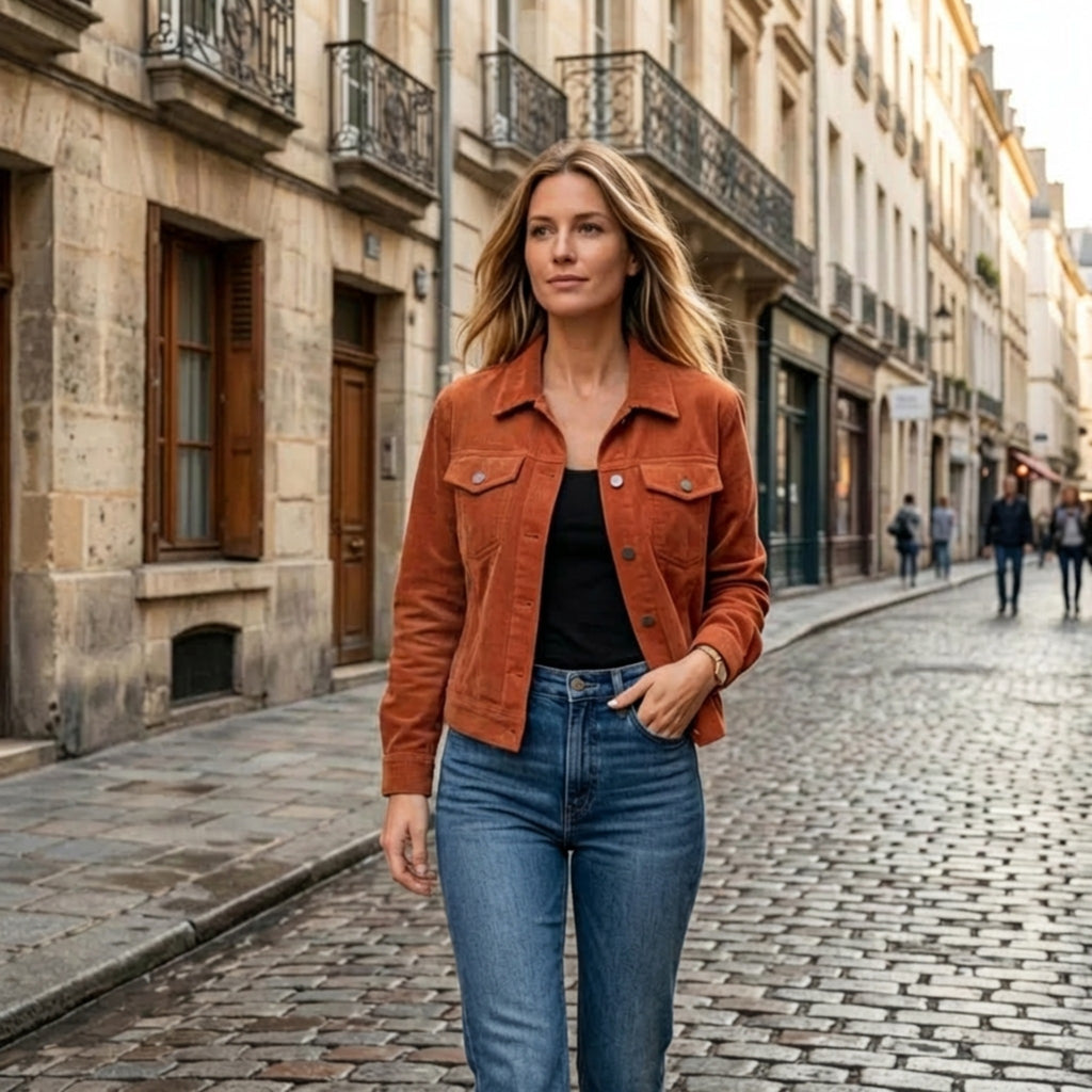 Women’s Button Front Jacket – Collared Pocket