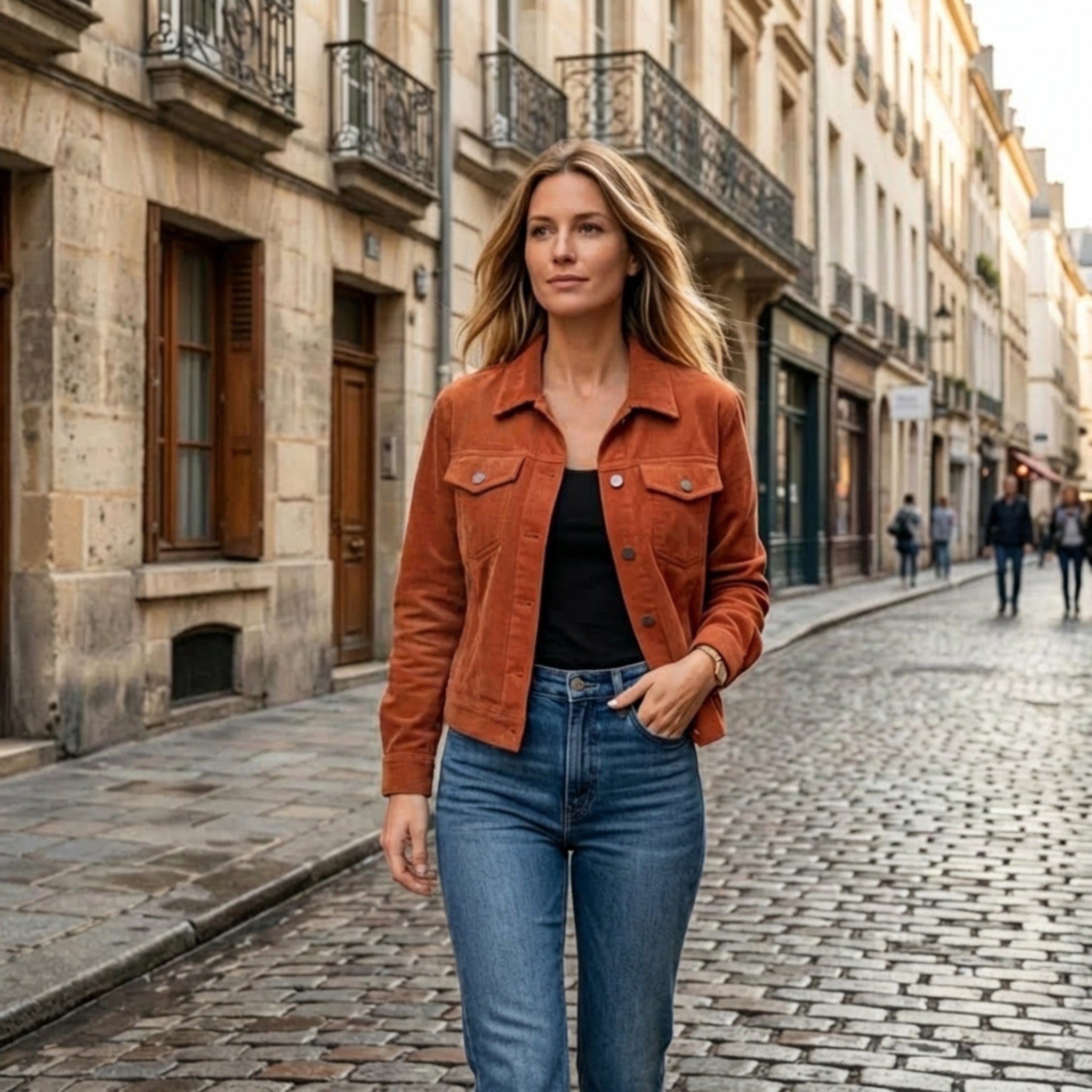 Women’s Button Front Jacket – Collared Pocket