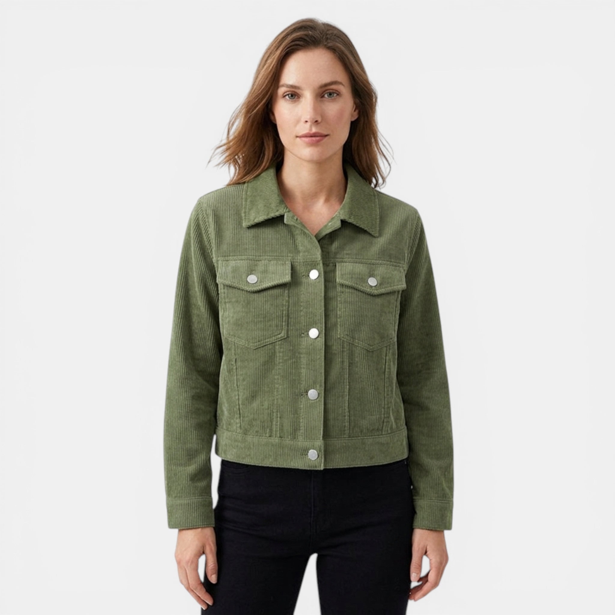 Women’s Button Front Jacket – Collared Pocket