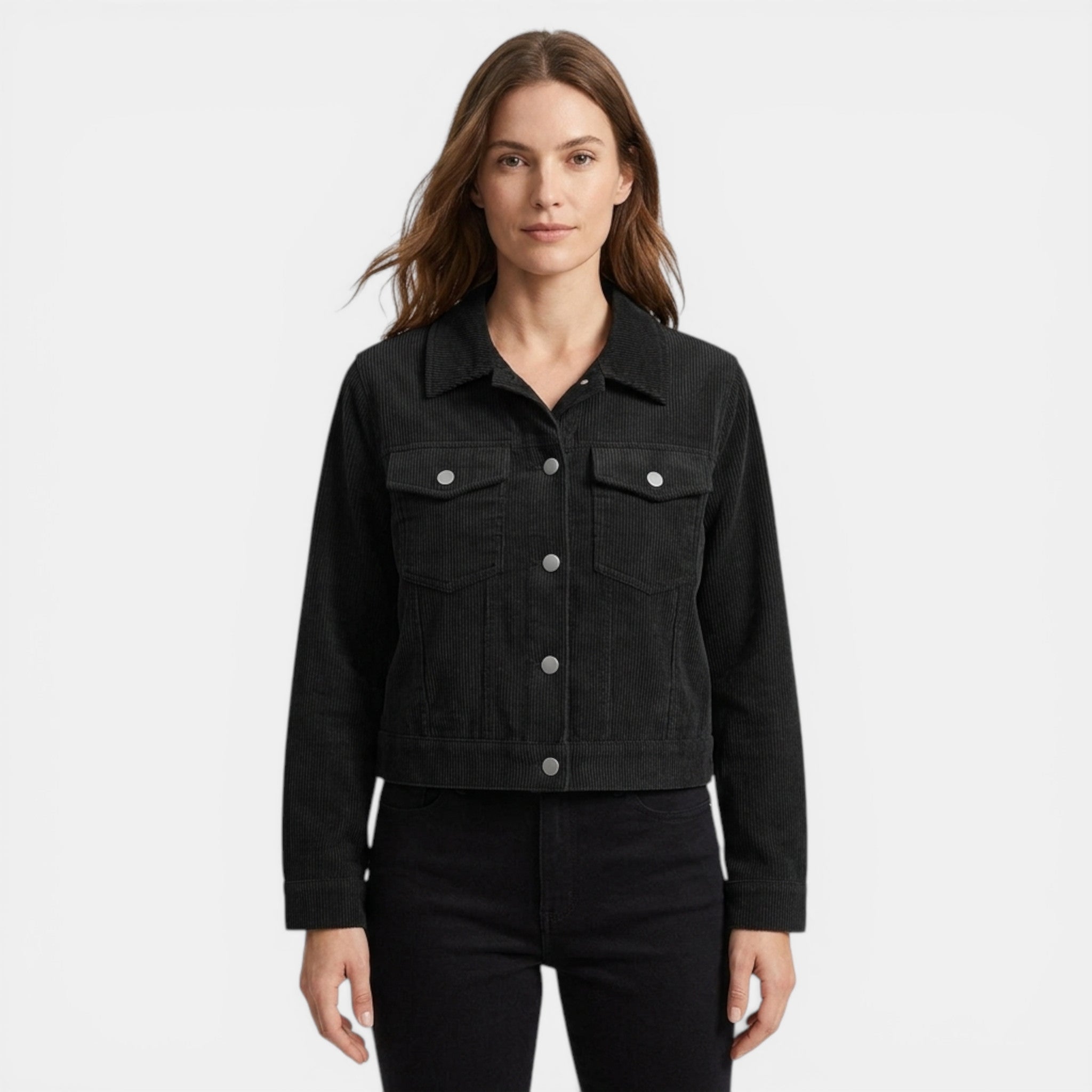 Women’s Button Front Jacket – Collared Pocket