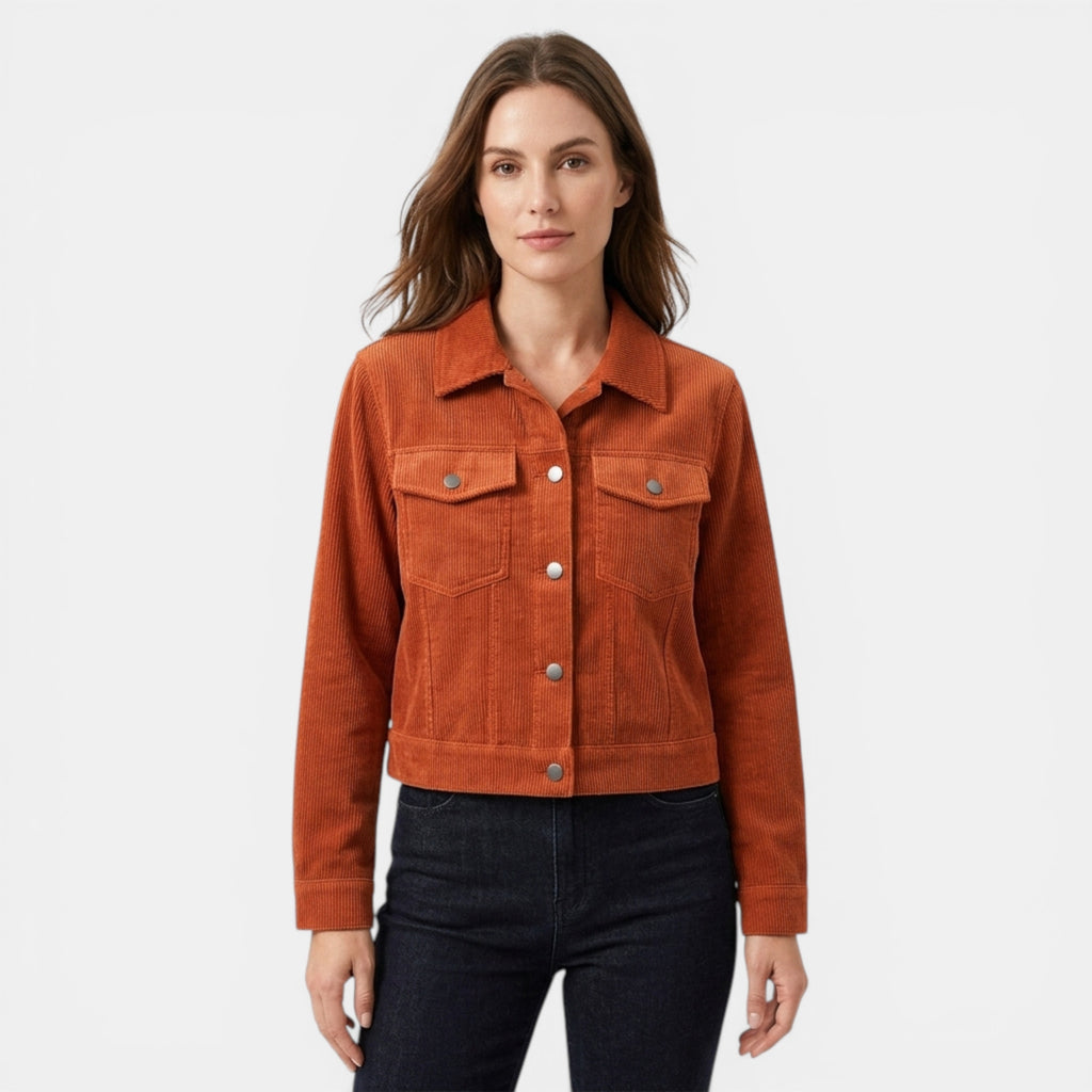 Women’s Button Front Jacket – Collared Pocket