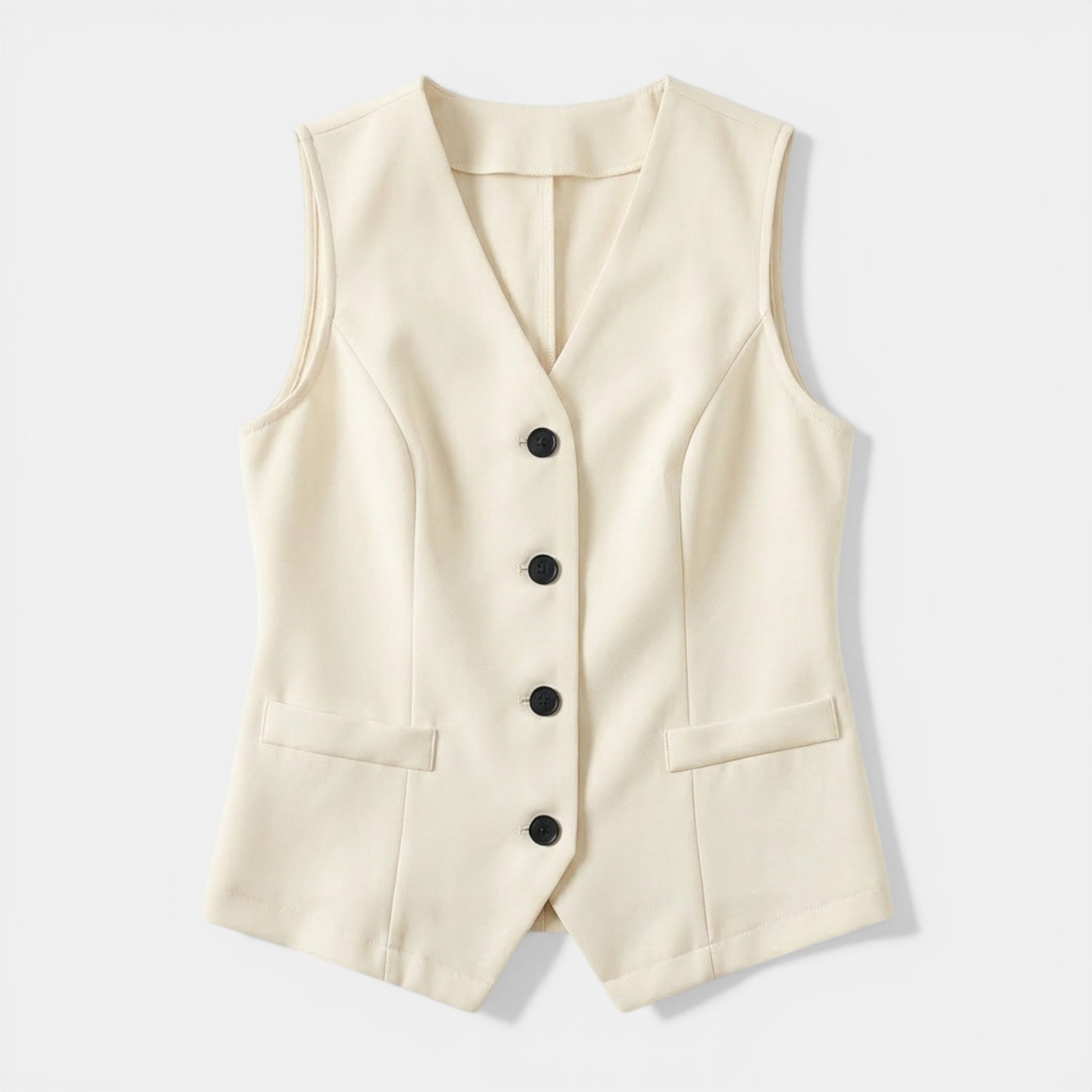 Women’s Button Front Vest – Sleeveless V-Neck