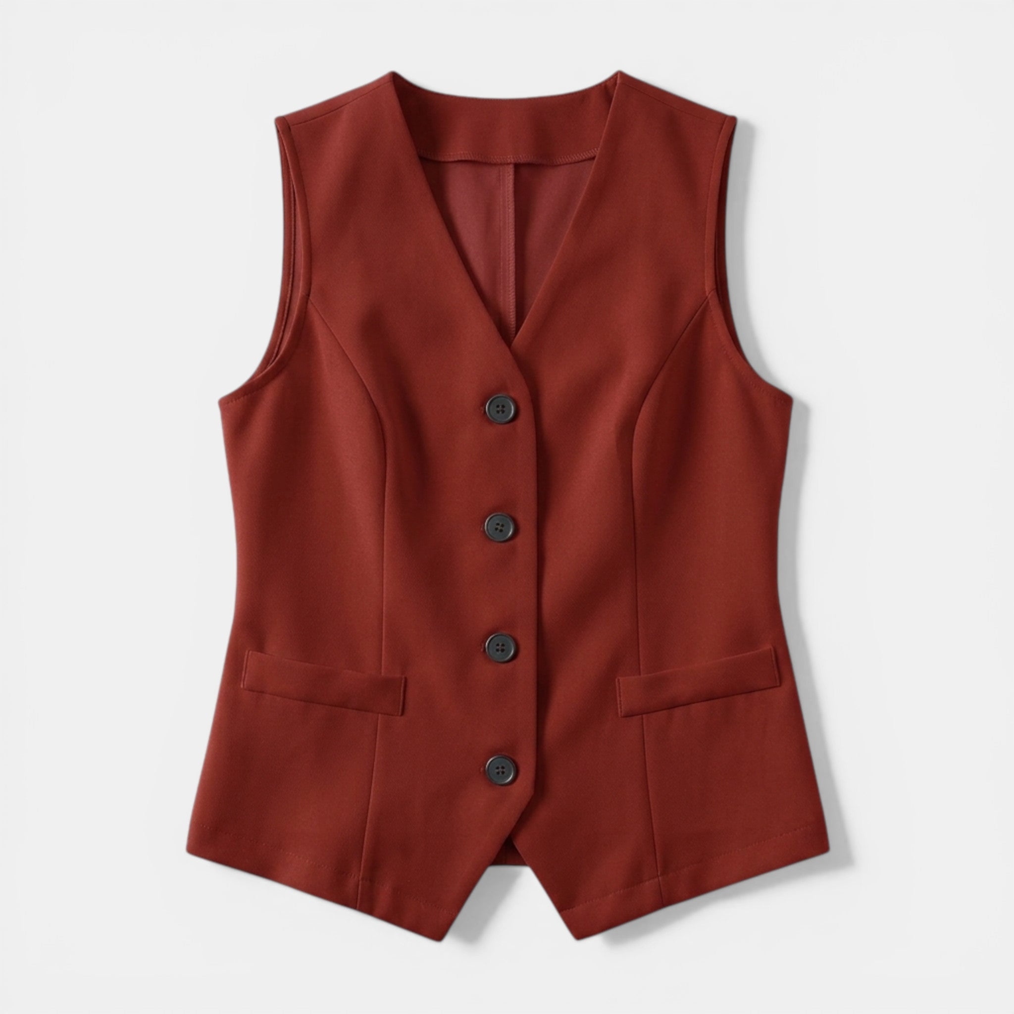 Women’s Button Front Vest – Sleeveless V-Neck