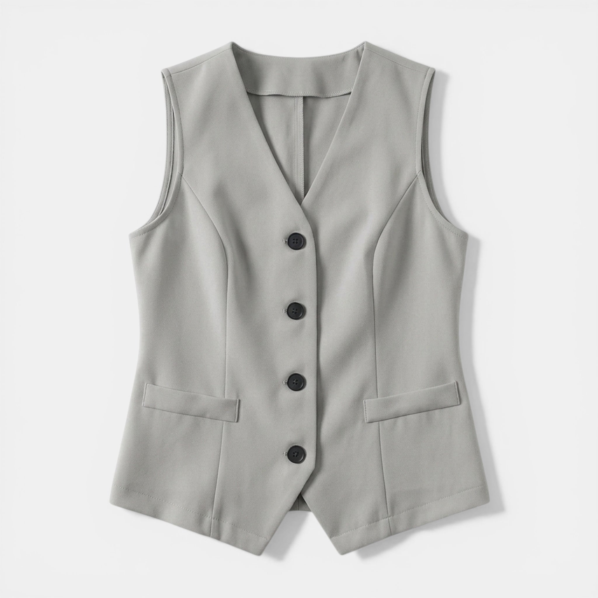 Women’s Button Front Vest – Sleeveless V-Neck