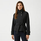 Women’s Cropped Trench Coat – Double Breasted Belted