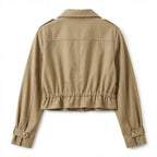 Women’s Cropped Utility Jacket – Drawstring Zip Front