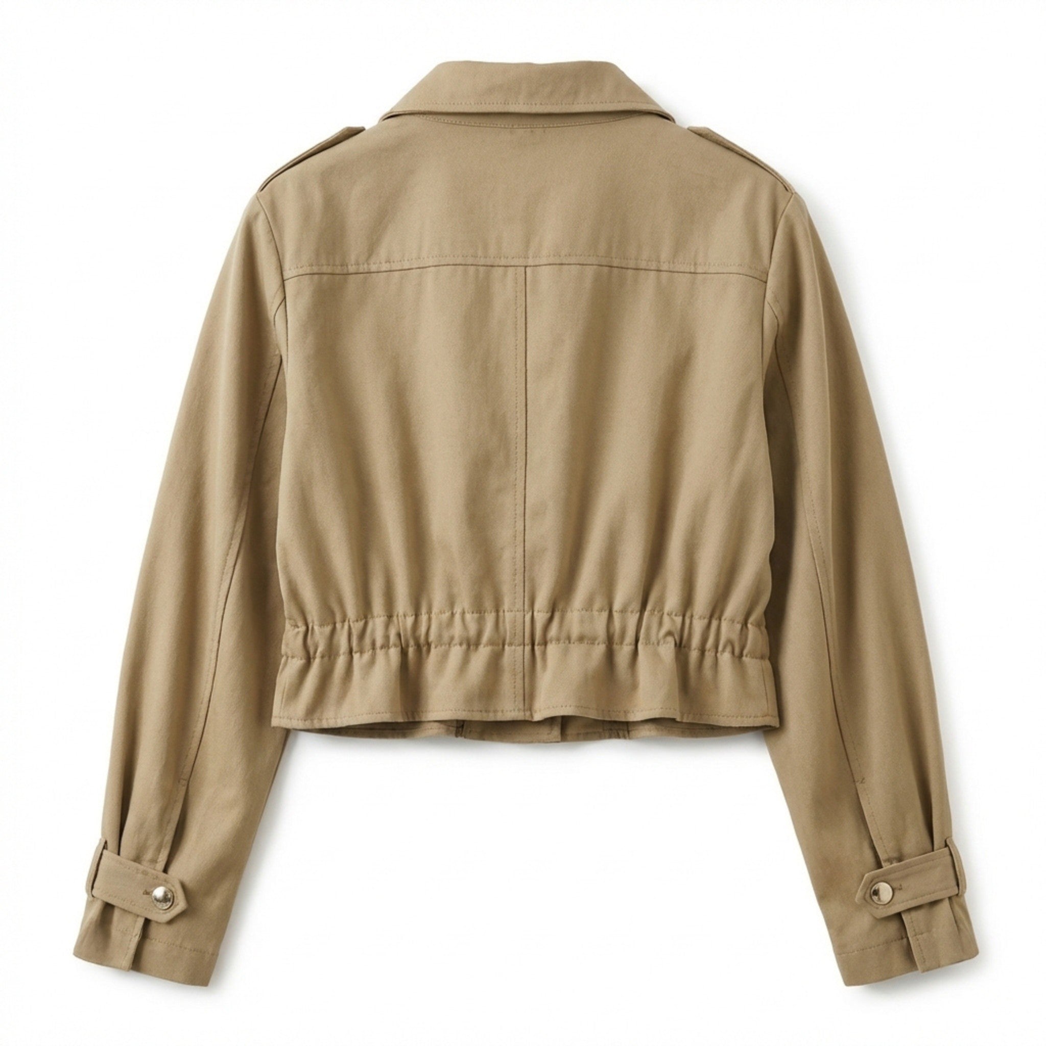 Women’s Cropped Utility Jacket – Drawstring Zip Front