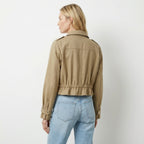 Women’s Cropped Utility Jacket – Drawstring Zip Front