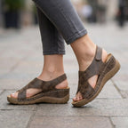 Women’s Cross Strap Platform Sandals – Open Toe Hook-and-Loop Style