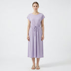 Women’s Drawstring Waist Maxi Dress – Round Neck Straight Fit