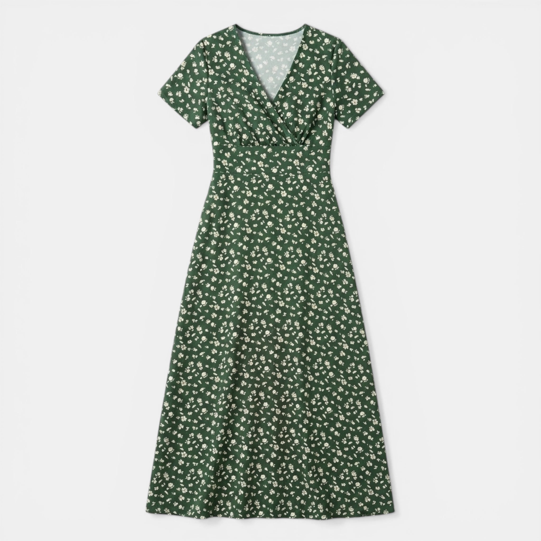 Women’s Floral Maxi Dress – V-Neck Short Sleeve