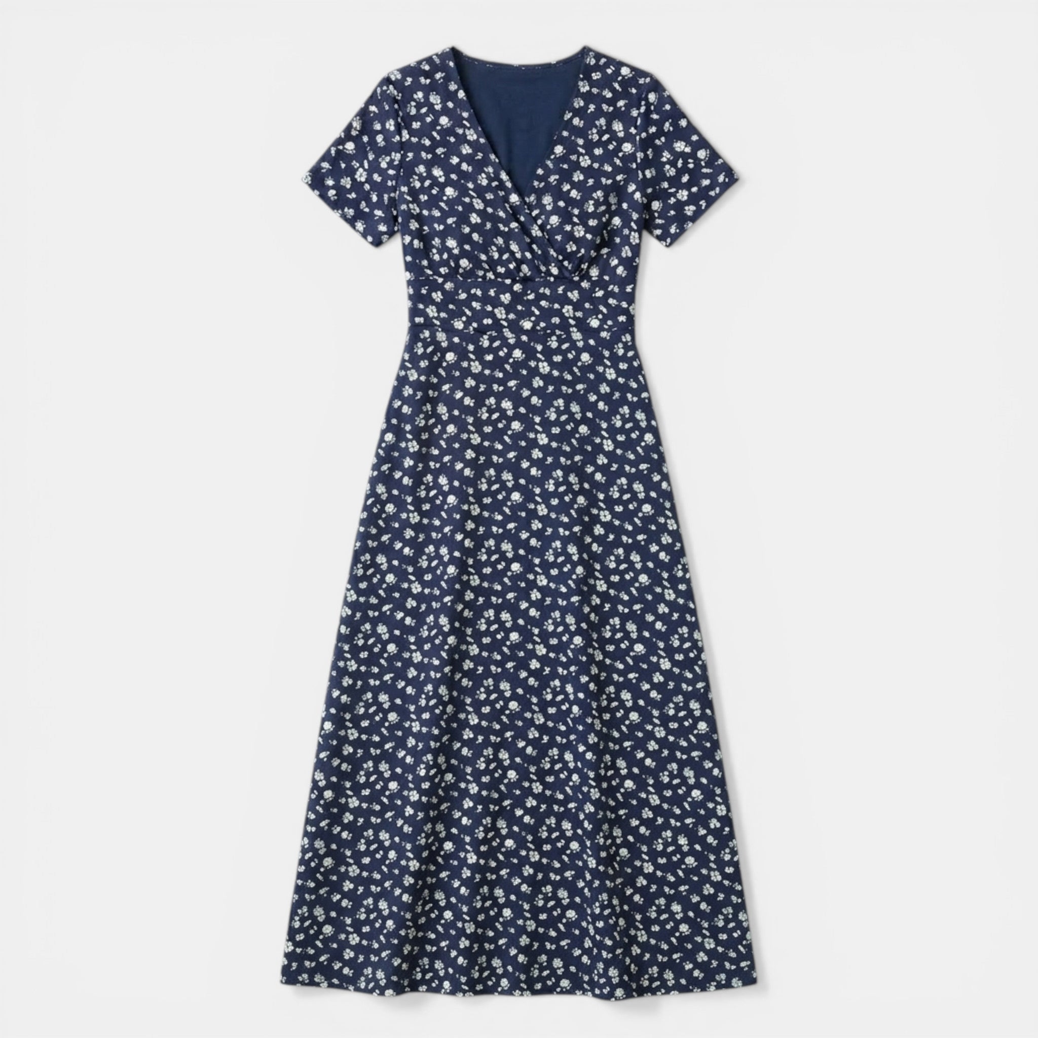 Women’s Floral Maxi Dress – V-Neck Short Sleeve