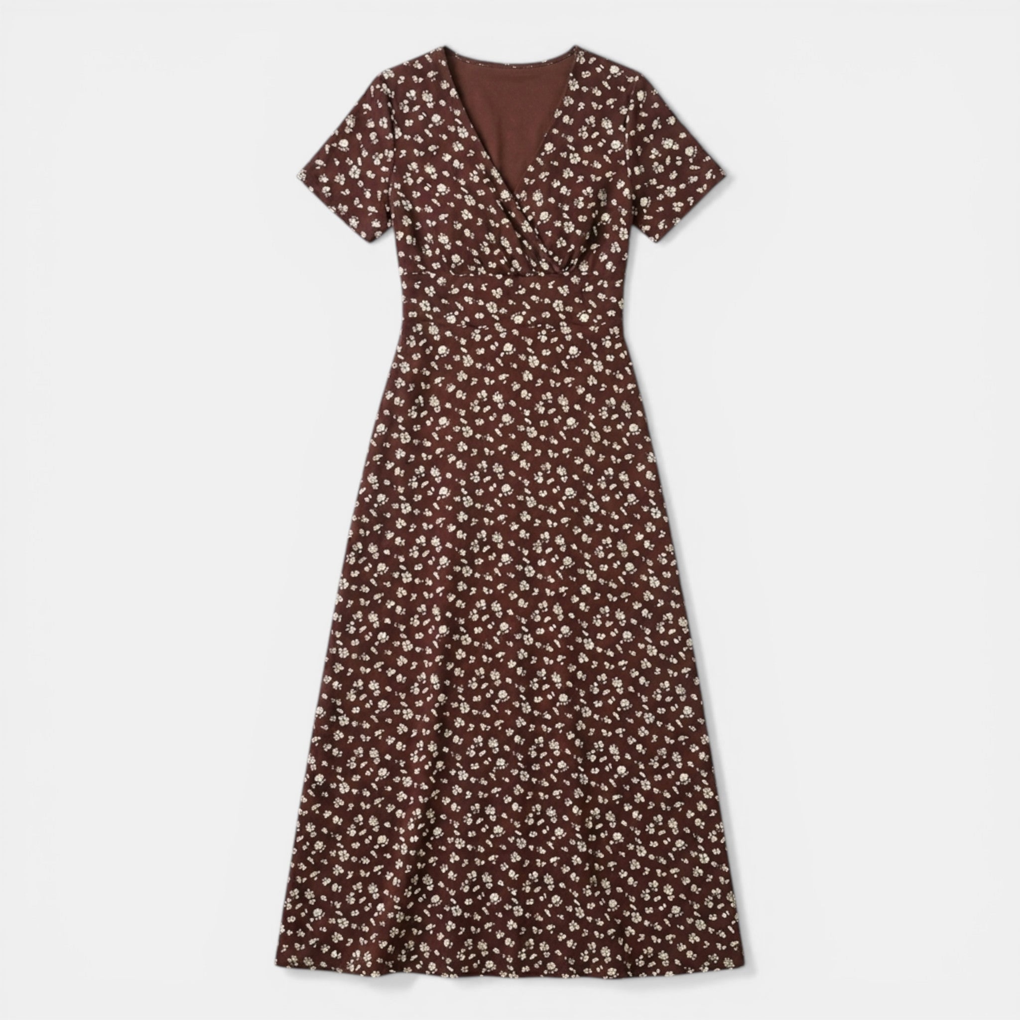 Women’s Floral Maxi Dress – V-Neck Short Sleeve
