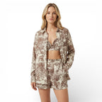 Women’s Floral Print Shorts Set – Three-Piece Summer Style