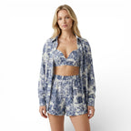 Women’s Floral Print Shorts Set – Three-Piece Summer Style