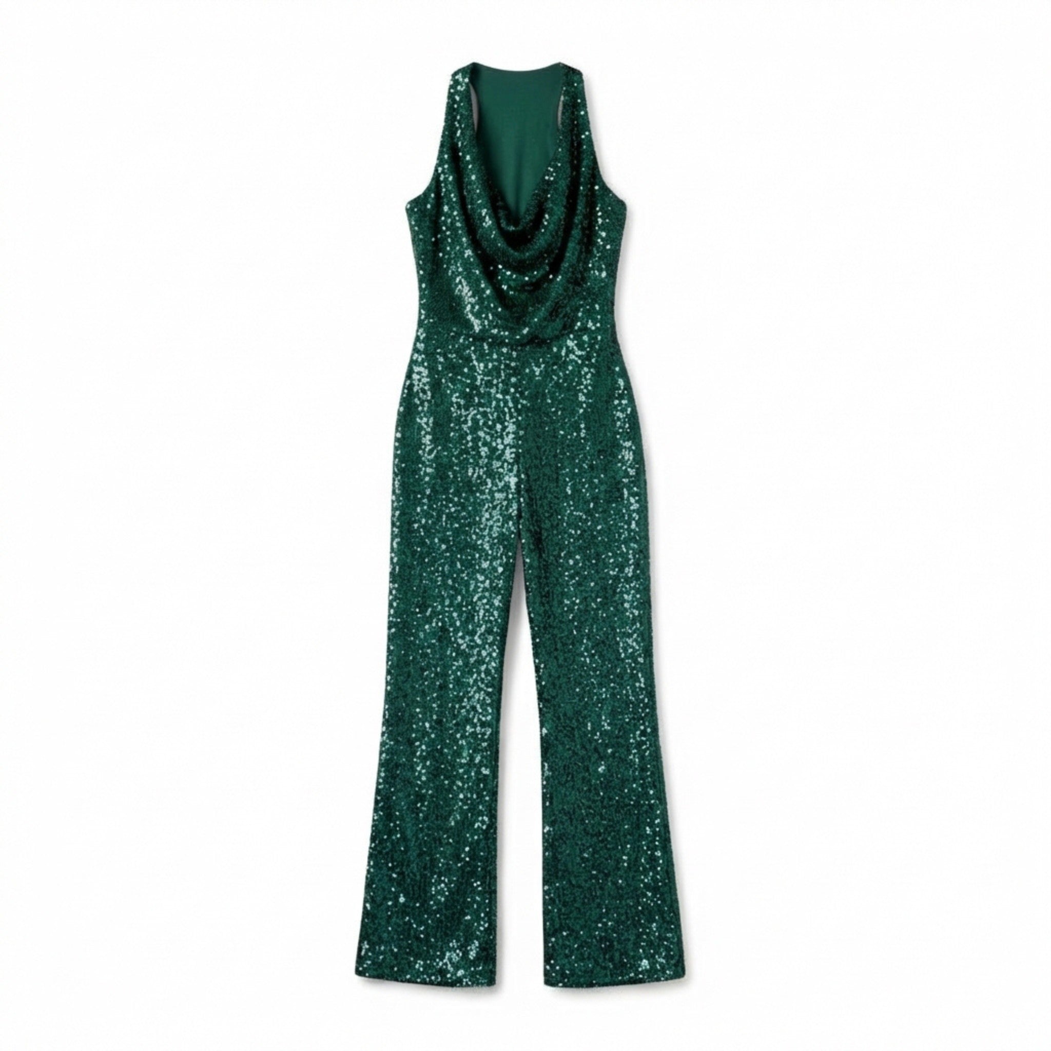 Women’s Halter Neck Jumpsuit – Wide Leg Draped Front