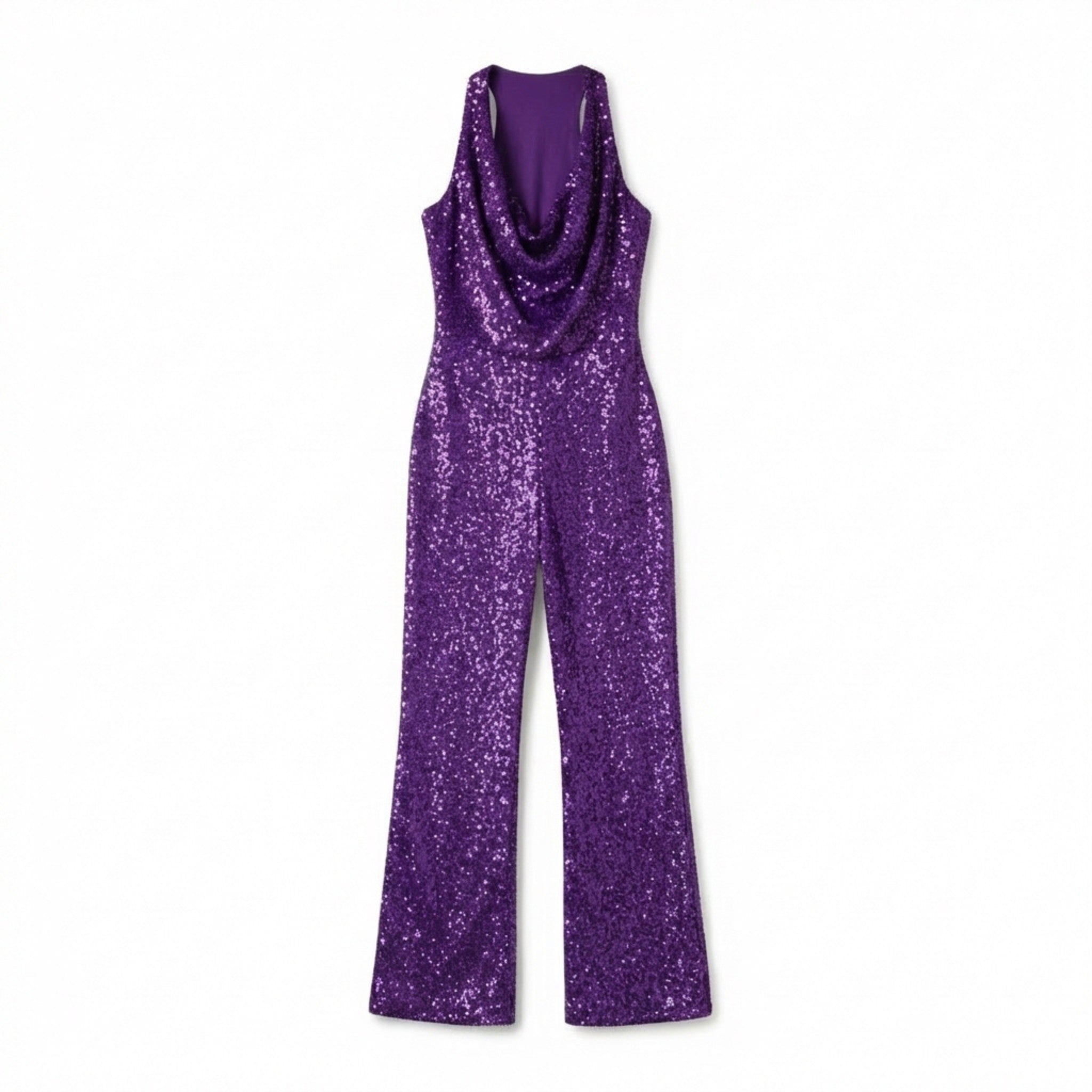 Women’s Halter Neck Jumpsuit – Wide Leg Draped Front