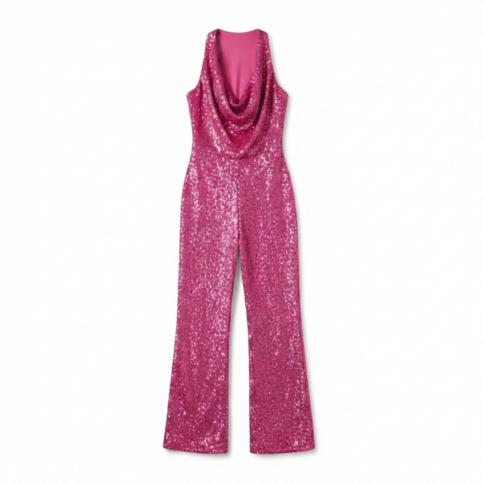 Women’s Halter Neck Jumpsuit – Wide Leg Draped Front