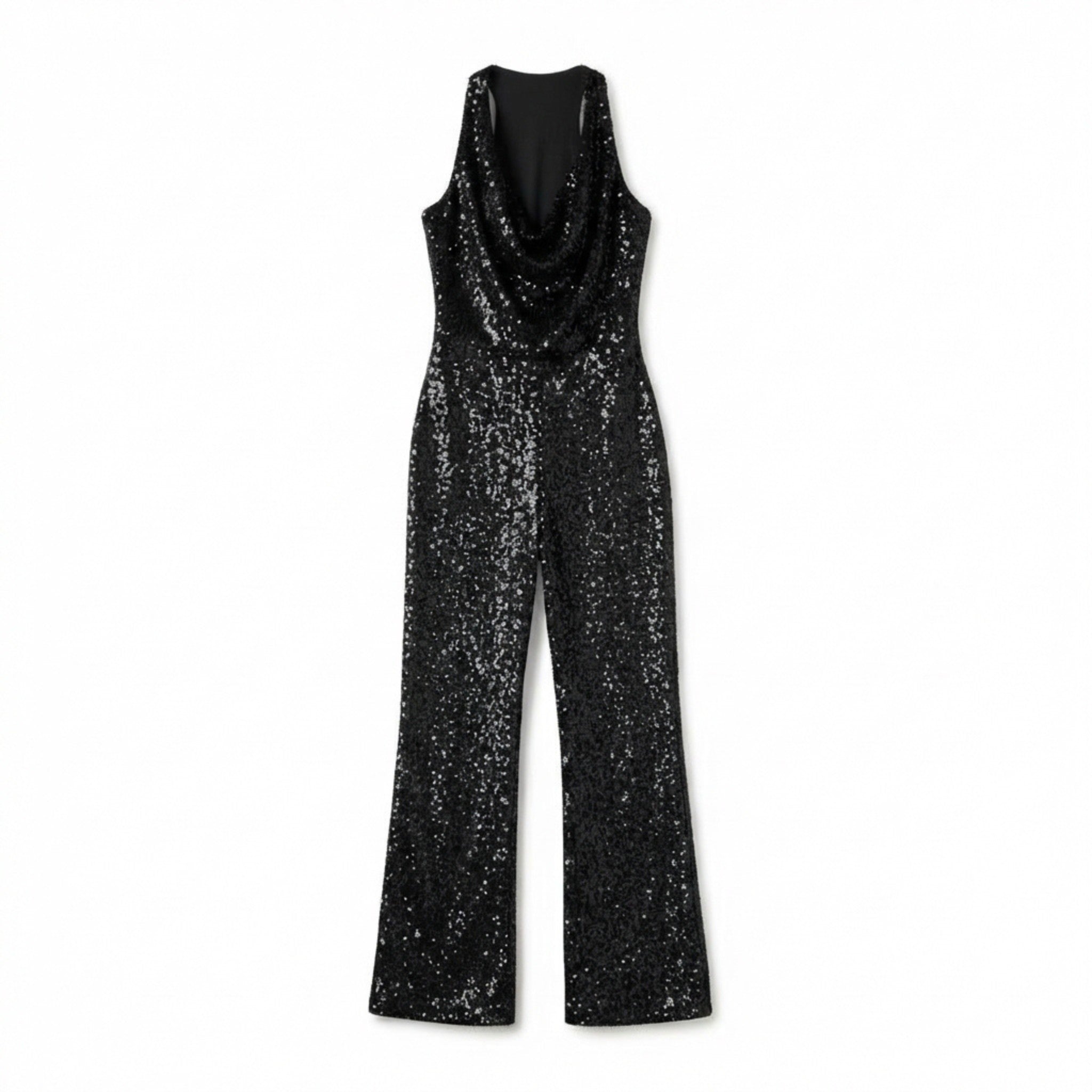 Women’s Halter Neck Jumpsuit – Wide Leg Draped Front