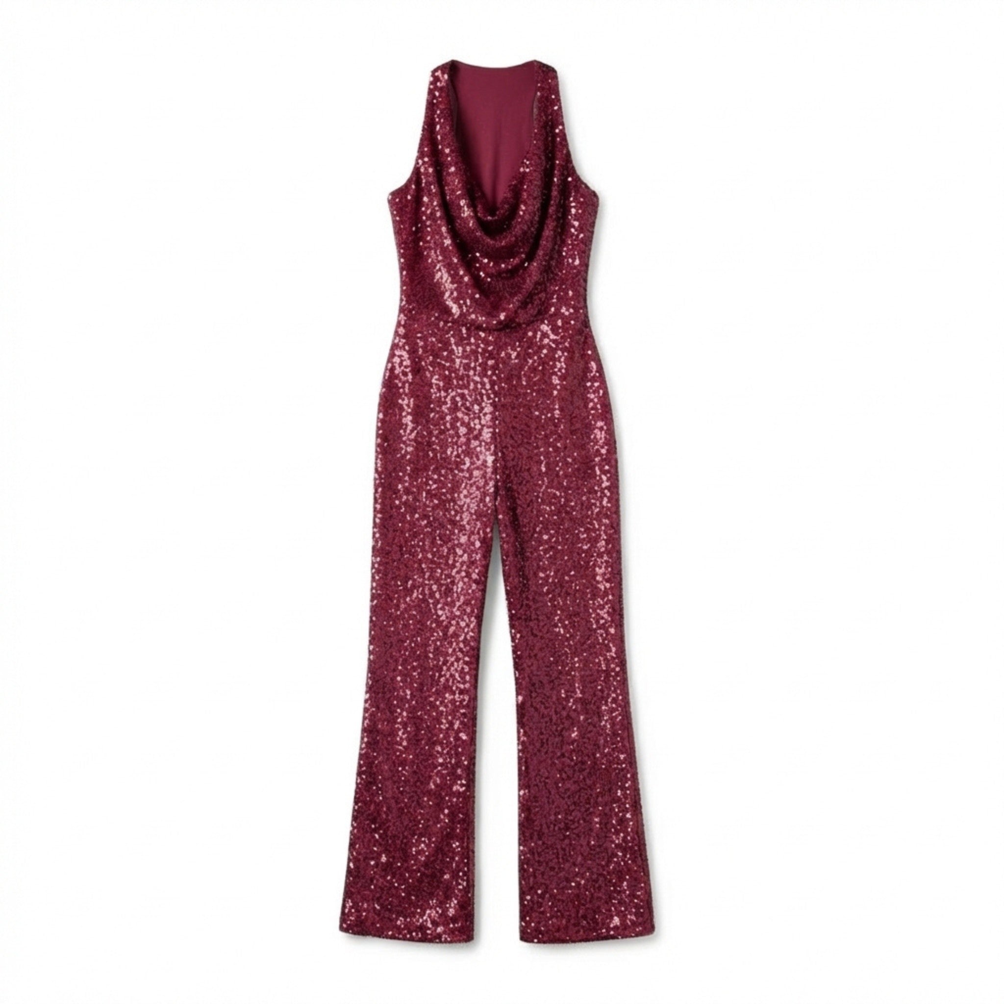 Women’s Halter Neck Jumpsuit – Wide Leg Draped Front