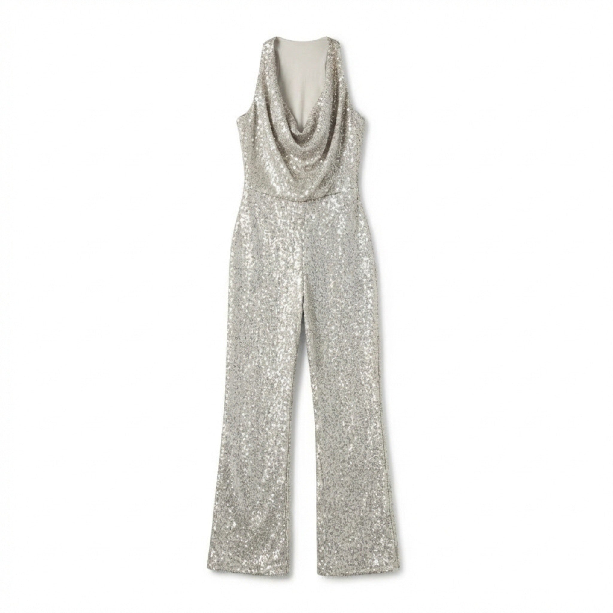 Women’s Halter Neck Jumpsuit – Wide Leg Draped Front