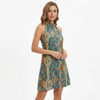 Women’s Halter Neck Printed Dress – Sleeveless Tunic Design