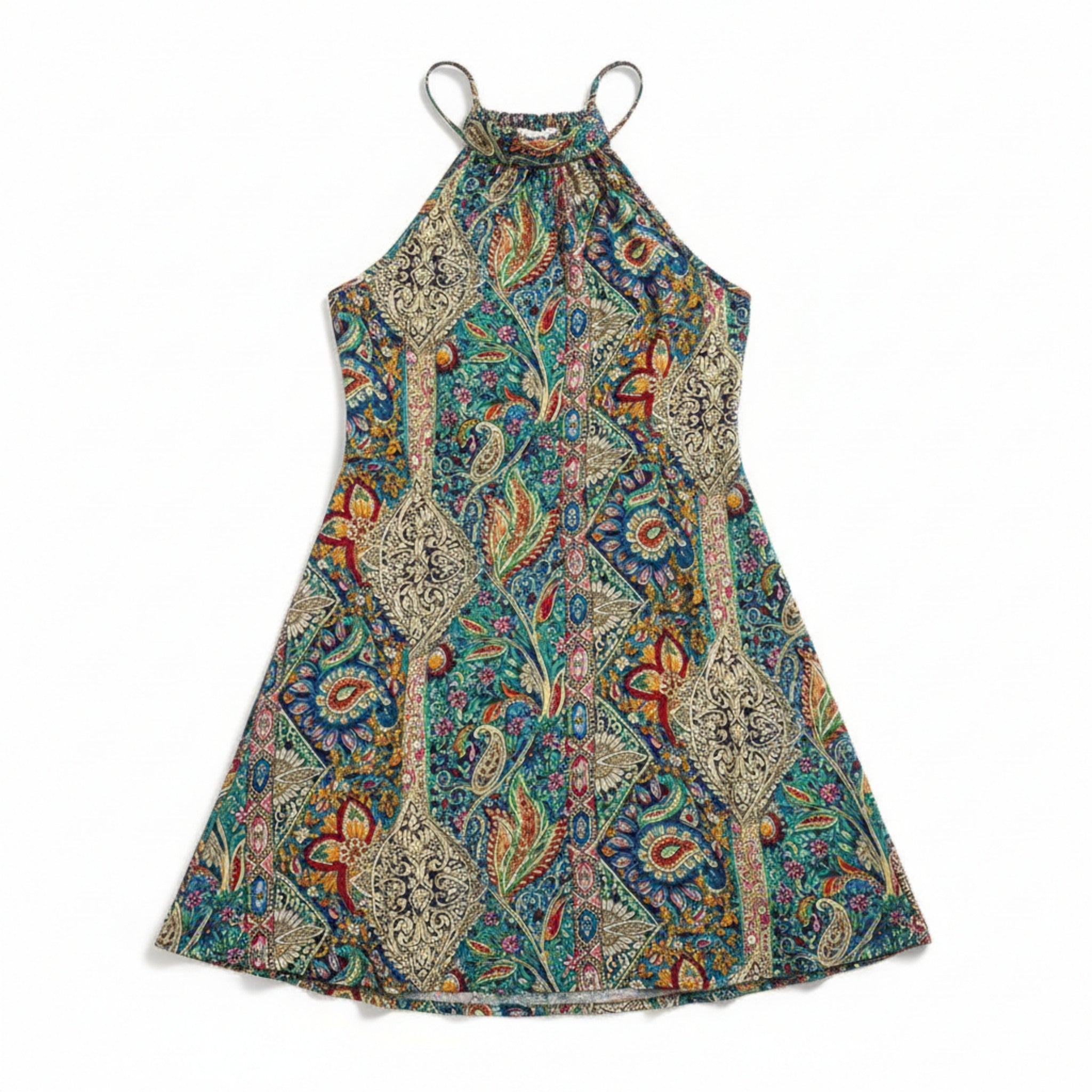 Women’s Halter Neck Printed Dress – Sleeveless Tunic Design