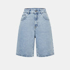 Women’s High Waist Denim Shorts – Bermuda Length Washed Design