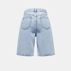 Women’s High Waist Denim Shorts – Bermuda Length Washed Design