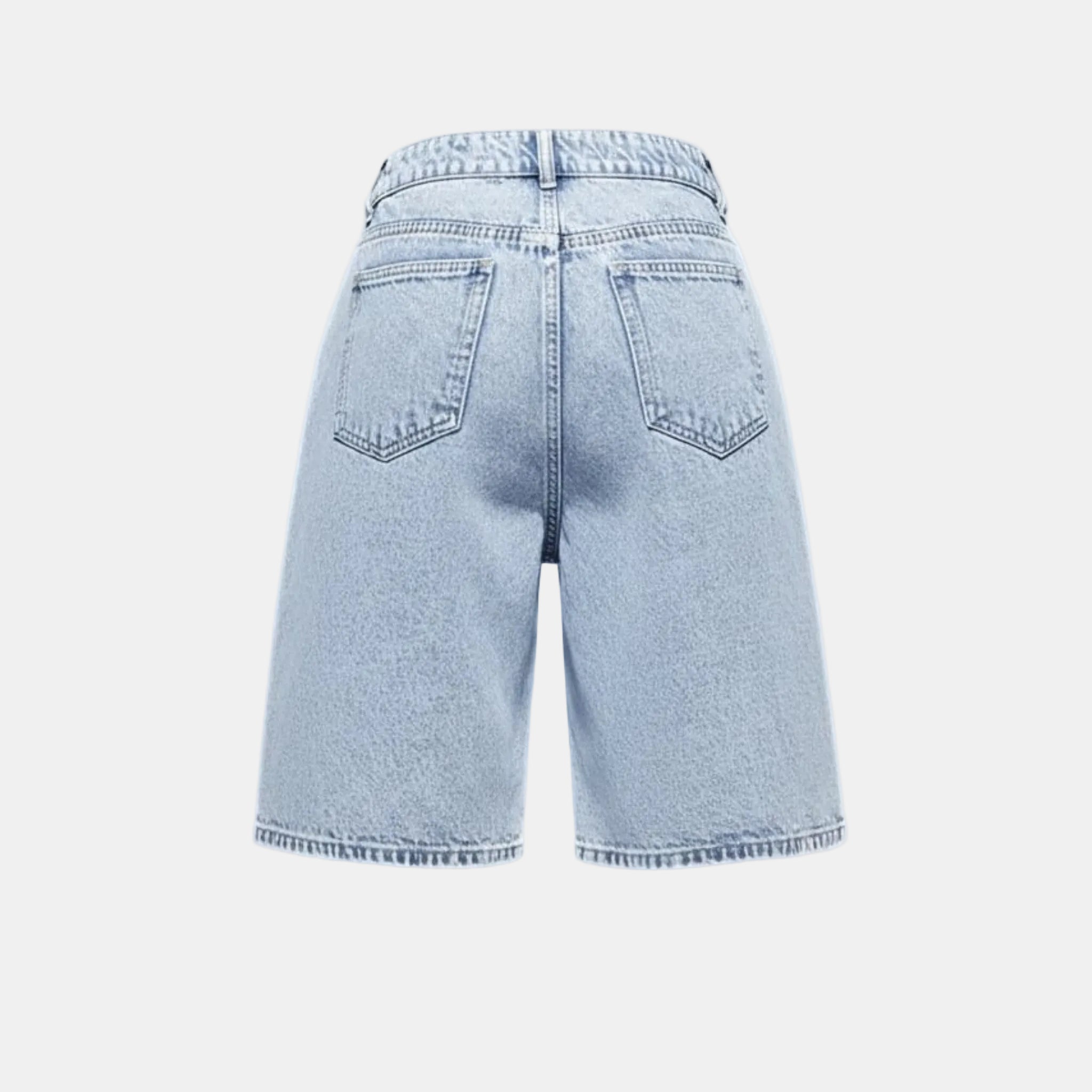 Women’s High Waist Denim Shorts – Bermuda Length Washed Design