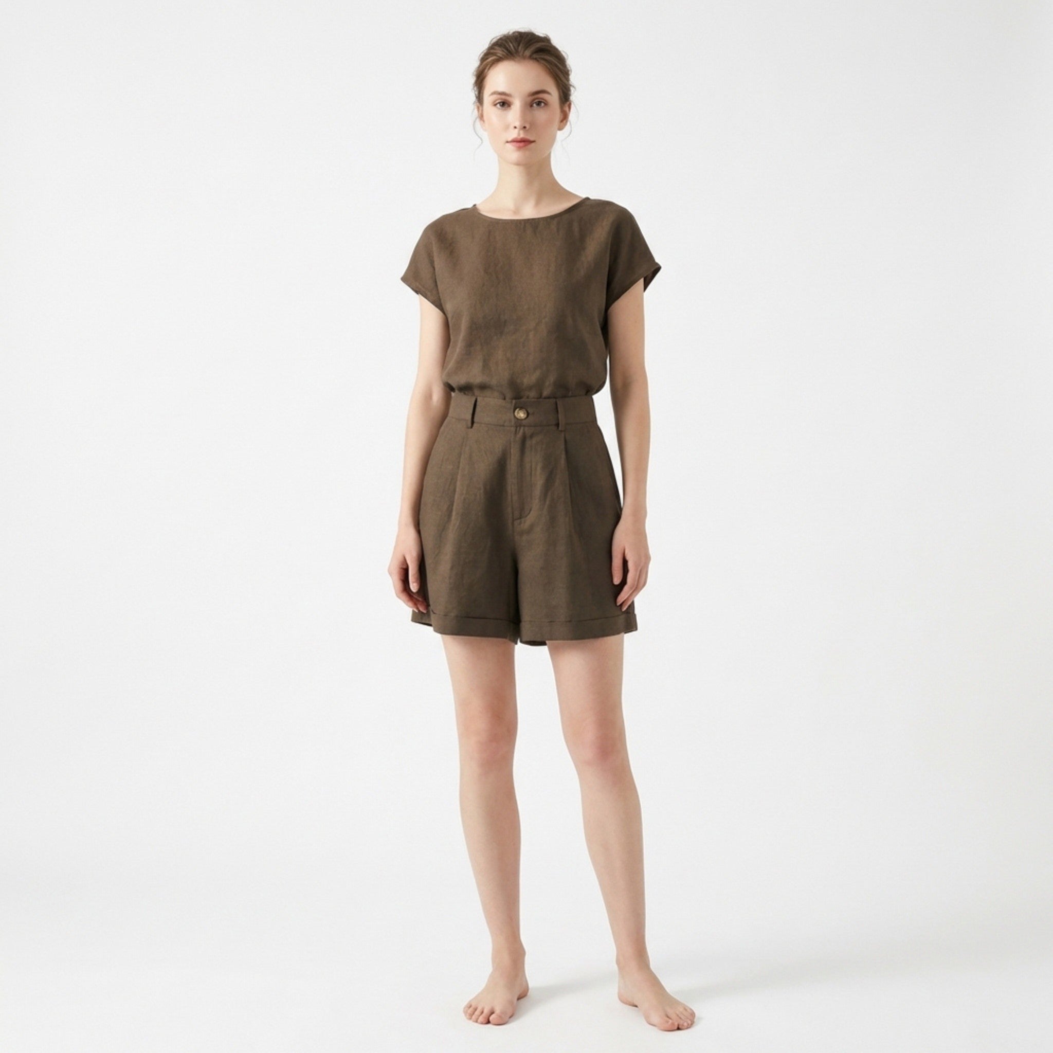 Women’s High Waist Shorts – Straight Leg Pocket Design